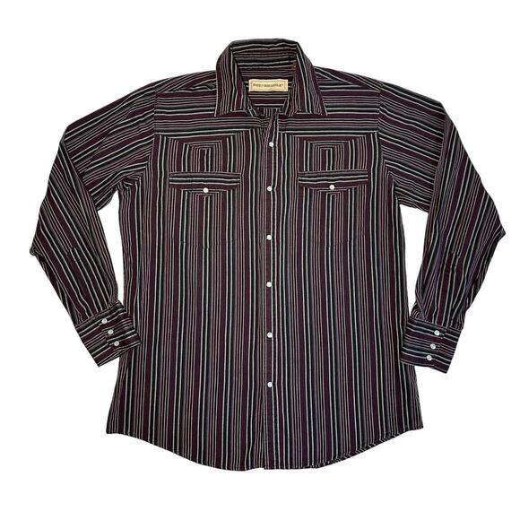 Bit & Bridle Men's Long Sleeve Pearl Snap Button Up Size Large - Picture 1 of 5